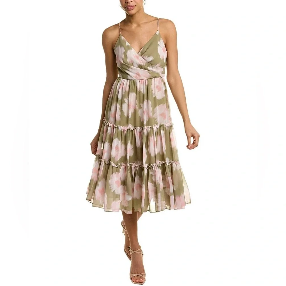 ✨Sachin + Babi Dalia Midi Dress Ika Scatter Floral Green Size 8